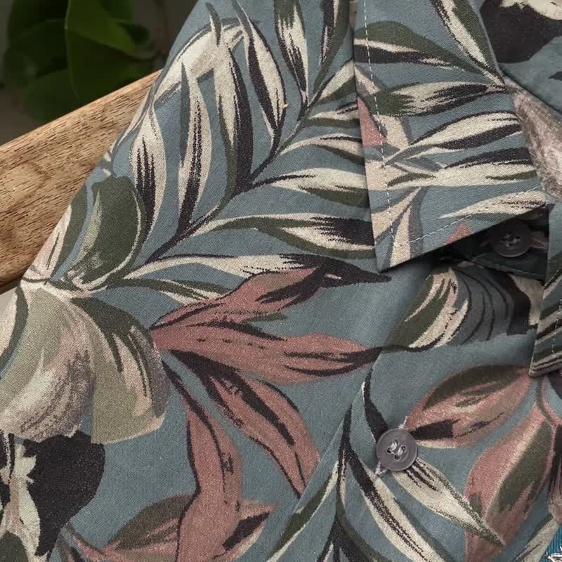 花花宝蓝衬衫-深宝蓝花纹层次细腻  低调中带出刚刚好的存在感 - 男装衬衫 - 棉．麻 蓝色