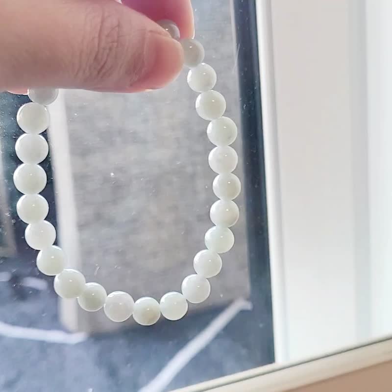 【亲翠】天然翡翠 冰浓满色天空蓝圆珠手串7mm手围16适合 - 手链/手环 - 玉石 蓝色