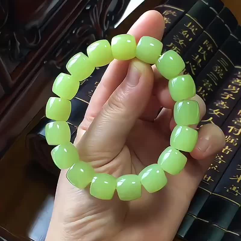 和田玉 若羌黄口老料12 X 13毫米直切手链精品 料子细腻上手效好 - 手链/手环 - 水晶 