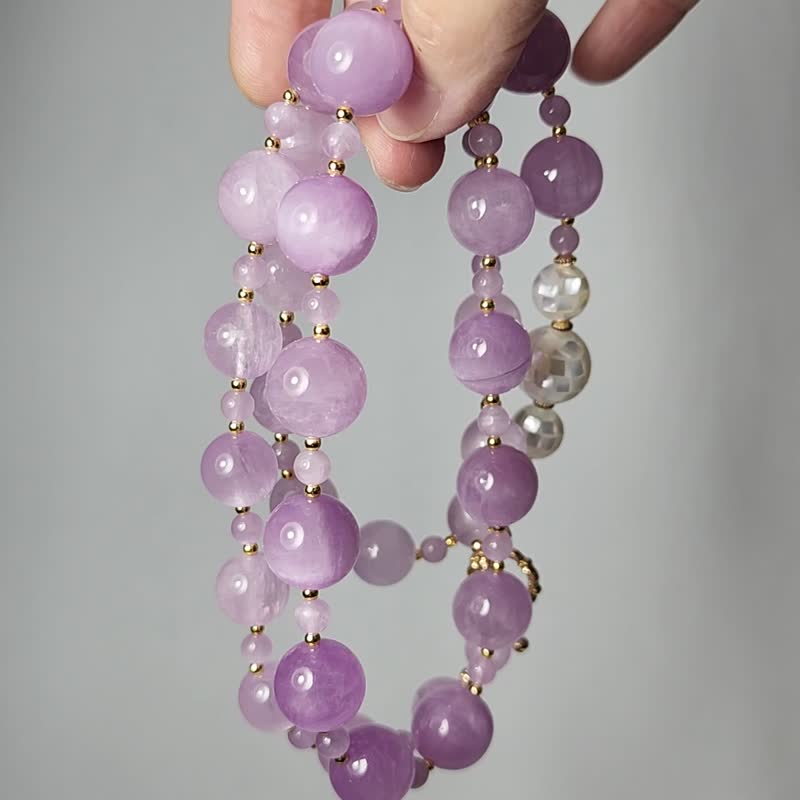 顶级猫眼紫锂辉 孔赛石 宝石皇后 螺钿 长项链 定制化 独家 礼物 - 项链 - 宝石 紫色