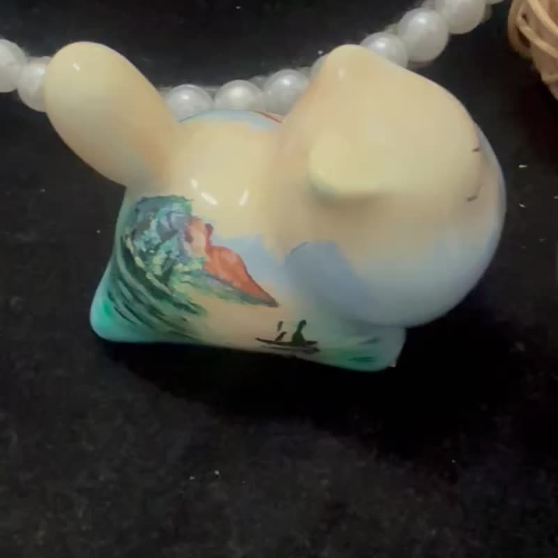 湖景大漆绘画猫猫摆件 - 摆饰 - 其他材质 