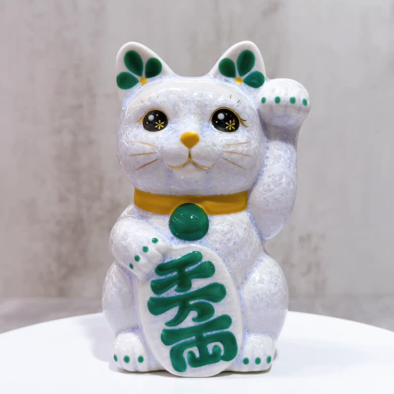 【翠藤招财】日本清水烧招财猫 | 花结晶 藤 千万両 左 - 摆饰 - 瓷 蓝色