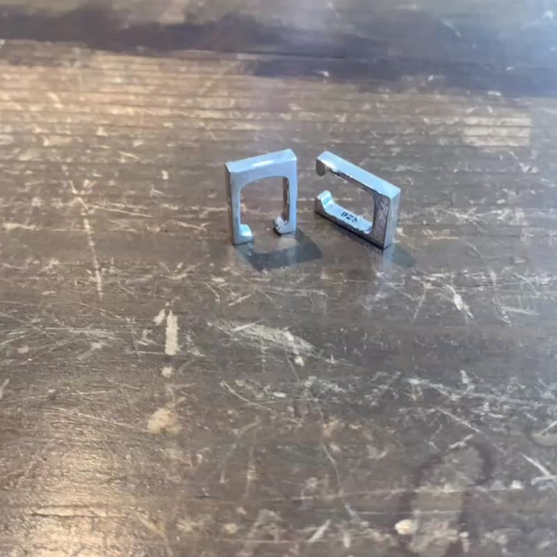 square  mens earcuff,sterling silver,biker,made in japan,ec27 - 耳环/耳夹 - 纯银 