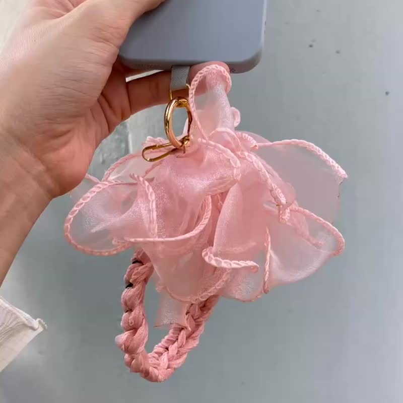 粉红色 花 编织 4way 手机挂绳 头饰 匙扣 手腕花 手工 - 手机配件 - 其他人造纤维 粉红色