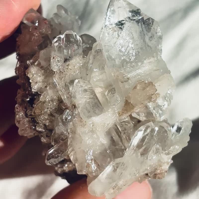 高质 哥伦比亚 粉利姆利亚 雷姆利亚 白水晶簇 带彩 水晶原矿 天 - 摆饰 - 水晶 粉红色