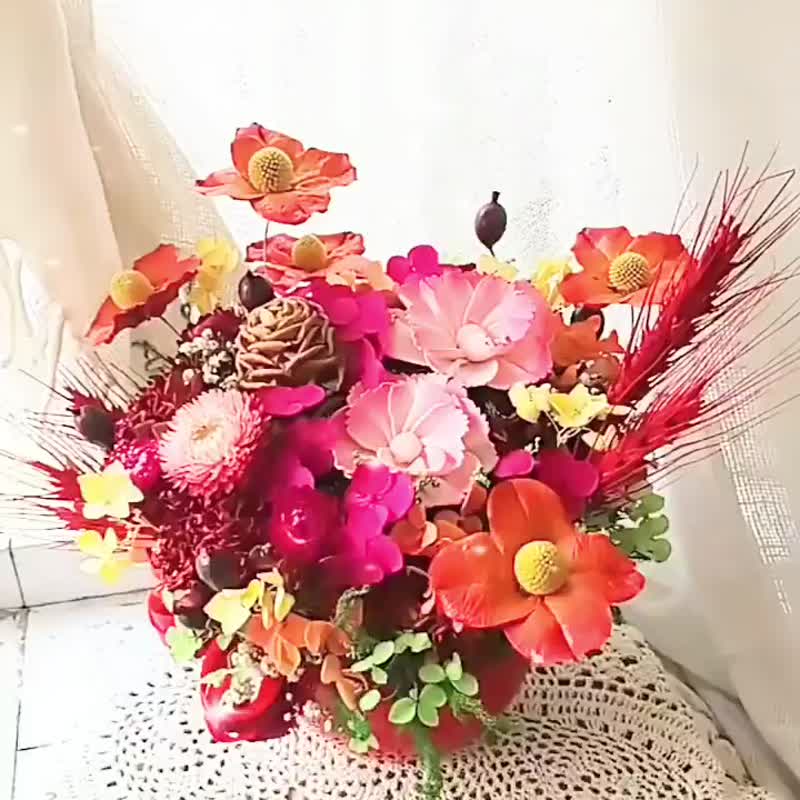 记忆满怀.思念的红色系.最温暖的.干燥花.不凋花.索拉花.永生花. - 干燥花/捧花 - 植物．花 红色