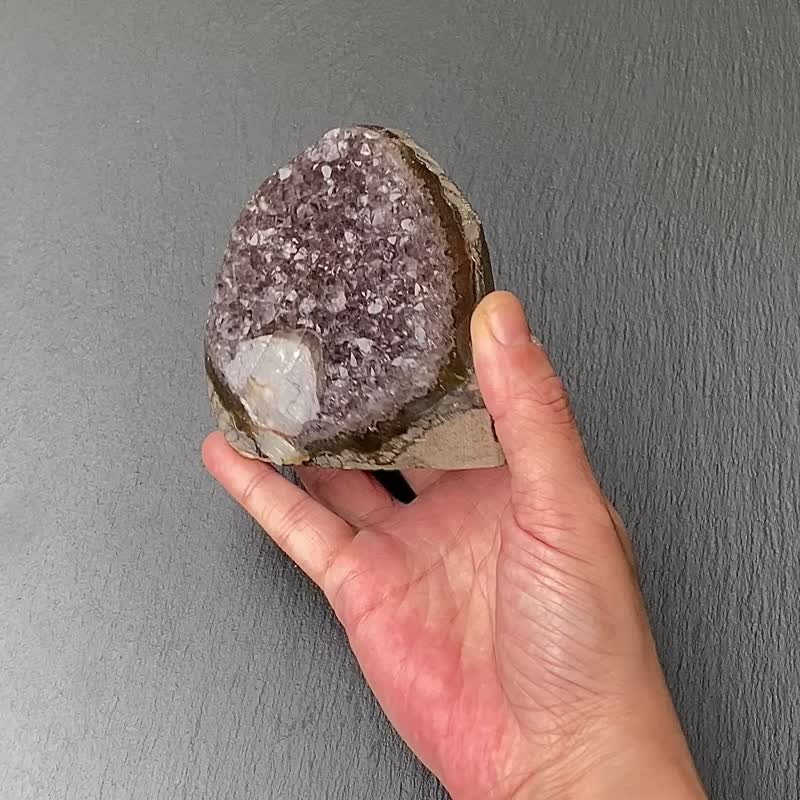 招财开运-天然原矿异象满天星紫晶镇共生方解石 紫水晶 消磁净化 - 摆饰 - 水晶 紫色