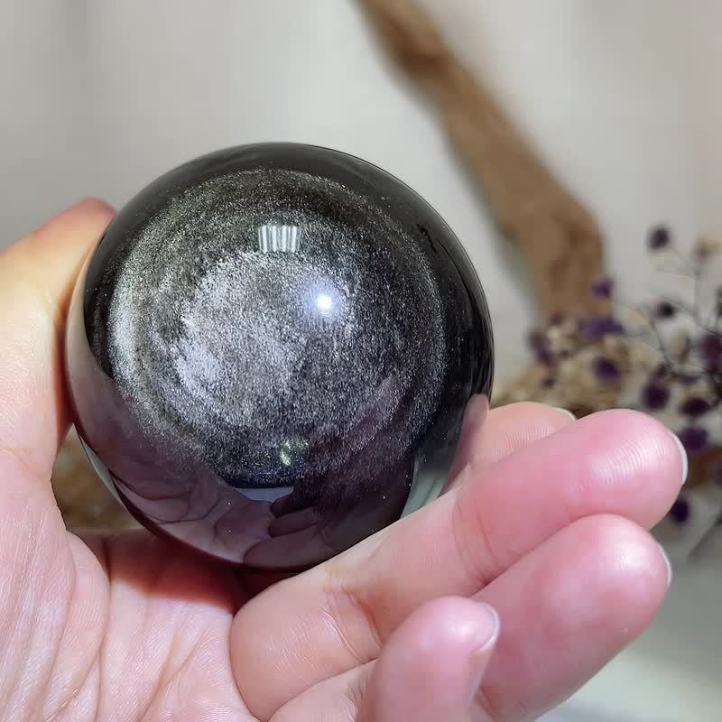 玩原矿-高闪光天然银曜球摆件 - 摆饰 - 宝石 