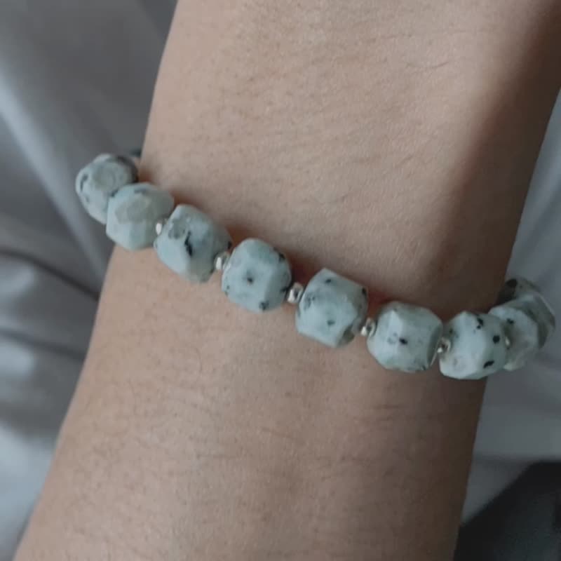 Unisex | 星冕系 - 蓝湖 * 天山蓝 钛赫兹 智慧 信心 健康 除负能 - 手链/手环 - 水晶 白色