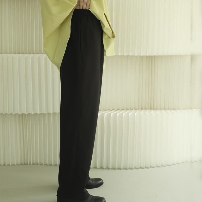 深咖 松紧腰 阔腿休闲西裤 百搭舒适感长裤 - 女装长裤 - 其他材质 咖啡色