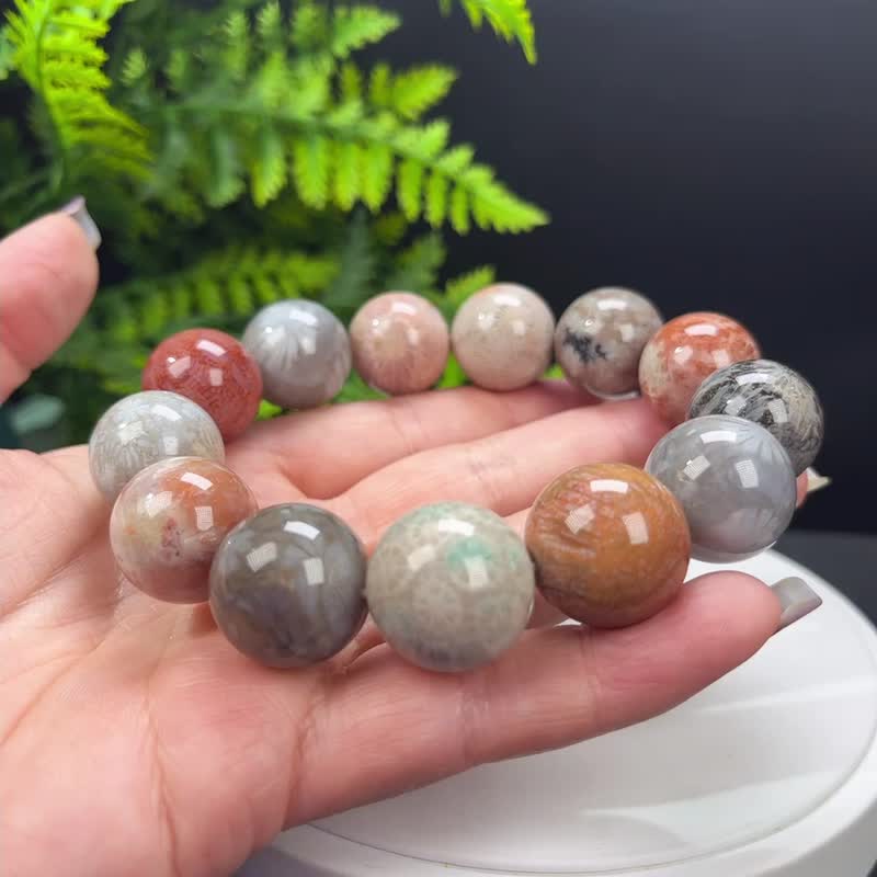 高品质多彩玉化珊瑚玉手串大颗粒柠檬片凤尾纹单圈男女19.5mm - 手链/手环 - 半宝石 多色