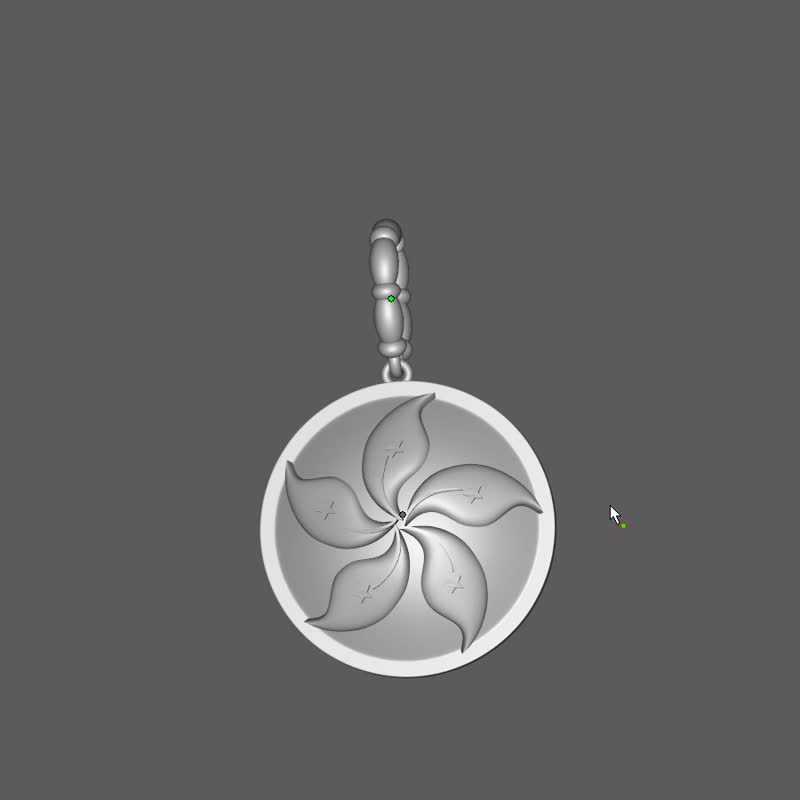 925 银镀 18K 白  &  铂金 PT950 香港 紫荆花 坠饰 送背面刻字 送雷 - 项链 - 纯银 银色