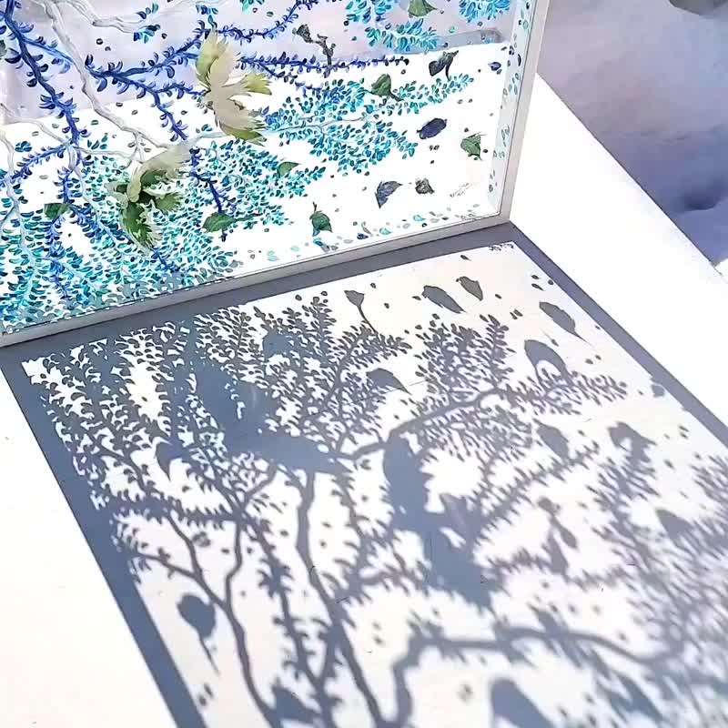【窗外树木摇曳】只有一幅原画 透明艺术影画 室内雀树叶 - 海报/装饰画/版画 - 压克力 白色