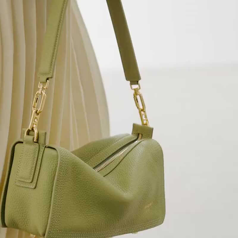 檸檬黃 多色 糖果枕頭包 真皮腋下通勤包包 斜挎包 肩背包 - 侧背包/斜挎包 - 真皮 黄色