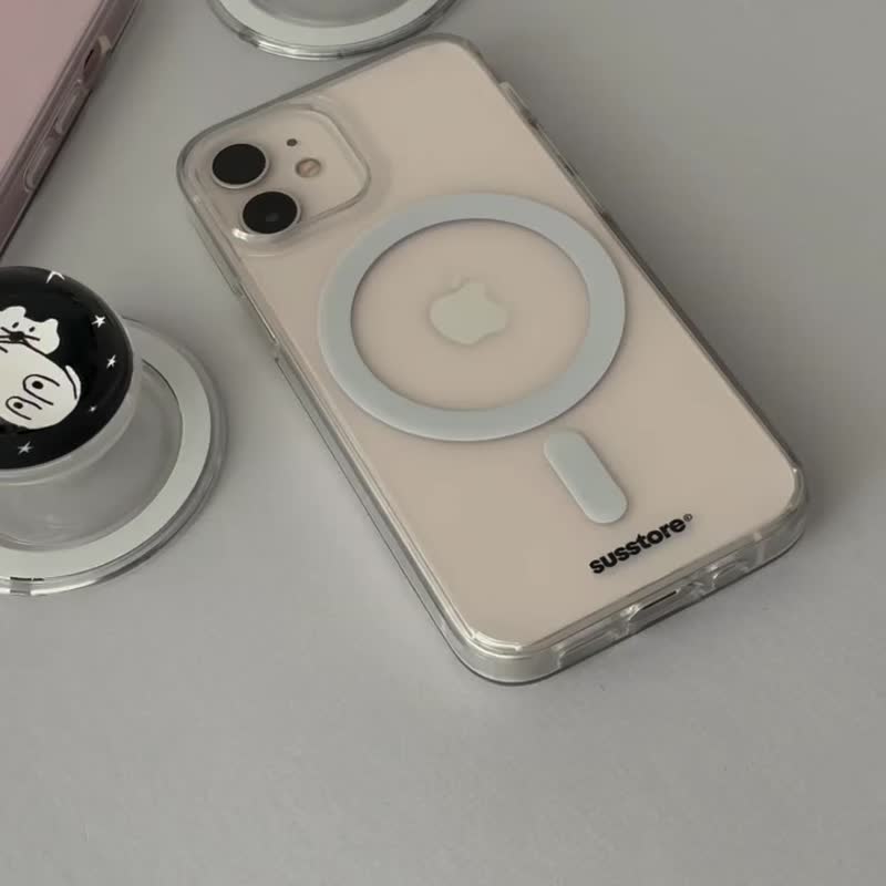 预购 - 韩国 SUSSTORE - MagSafe 磁吸手机卡夹 藏在袖子的猫 - 手机配件 - 塑料 白色