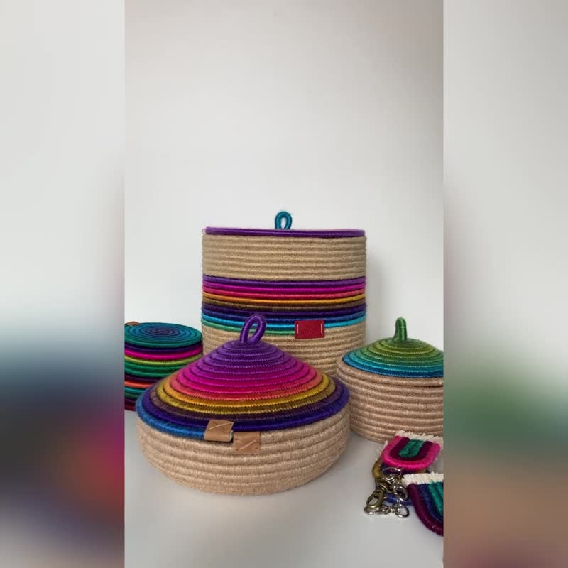 带盖彩虹绳篮 - 收纳用品 - 棉．麻 多色