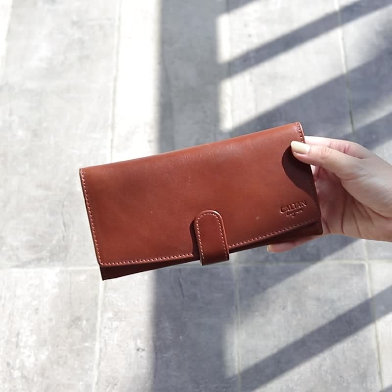 【24hr快速出货】时尚流线设计真皮长夹-071850 六色 母钱包 长夹 - 皮夹/钱包 - 真皮 咖啡色