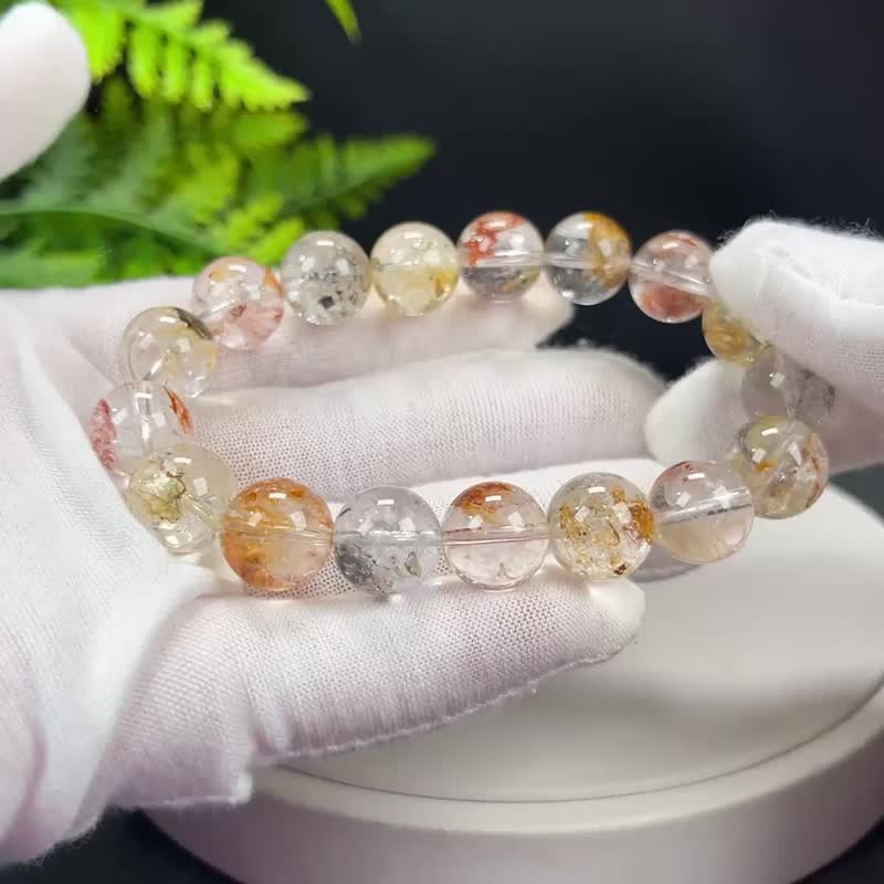 精品彩色闪灵钻手串12mm冰透彩虹闪片赫尔基蒙水晶手环女能量疗愈 - 手链/手环 - 水晶 