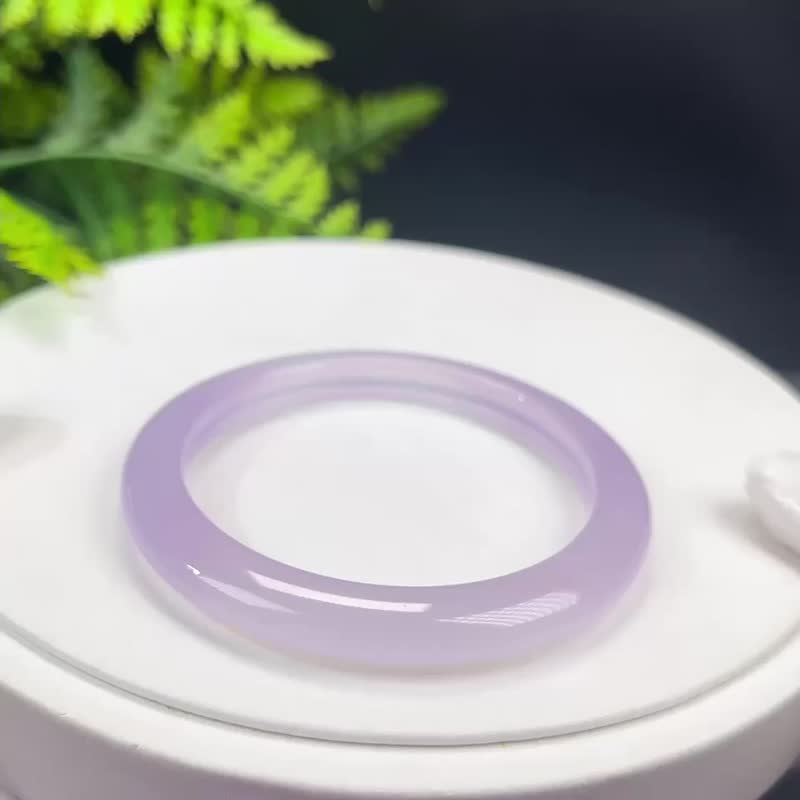 高品质 巴西浅紫玛瑙手镯 54MM 冰润起刚干净龙鳞纹 保护净化疗愈 - 手链/手环 - 半宝石 紫色