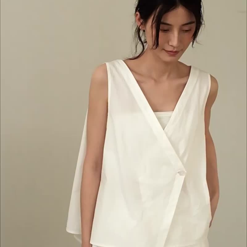 雀翅黑 东方冒险 新中式夏日经典黑白无袖马甲背心 - 女装上衣 - 棉 黑色