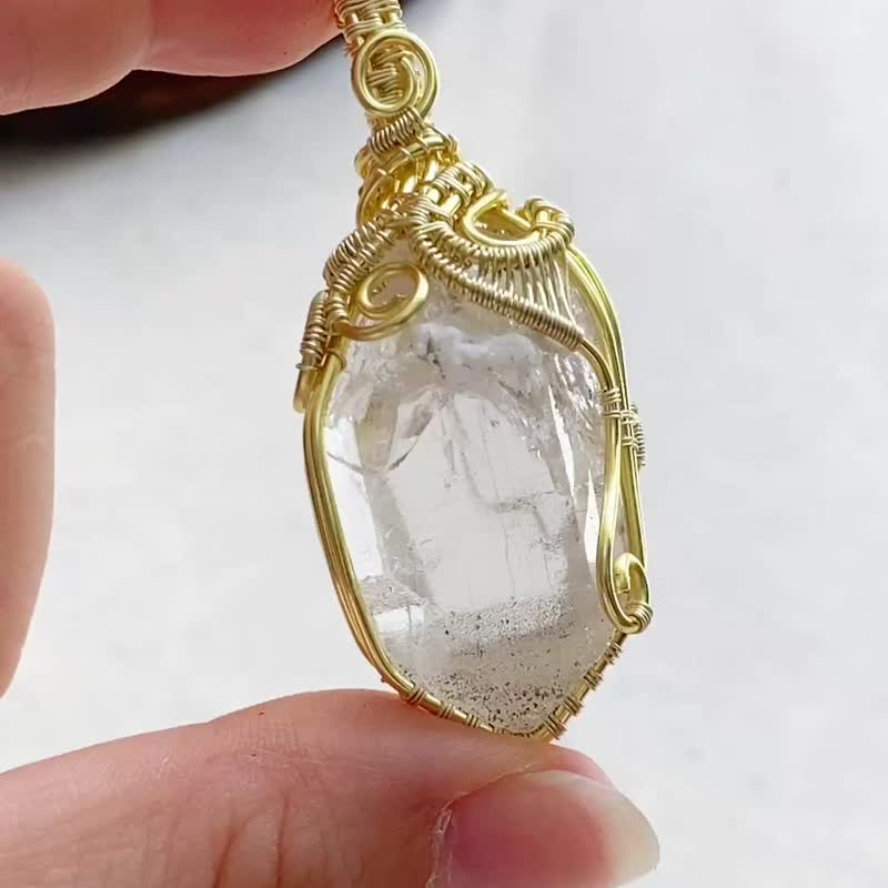 【高阶白水晶】喜马拉雅水晶项链 / 手作编织 - 吊饰 - 水晶 白色