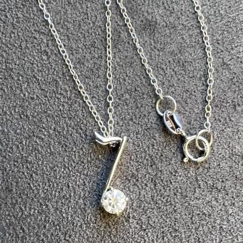 音符八心八箭 莫桑钻项链 0.25ct Moissanite 925 纯银项链 - 项链 - 银 
