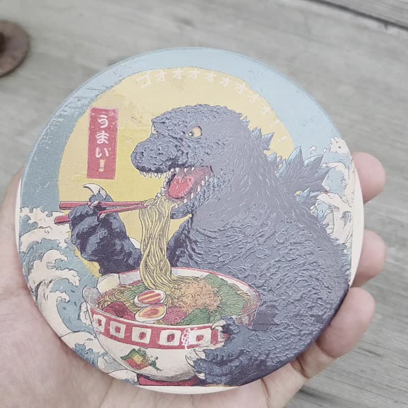 拉面怪兽王 晶雕陶瓷吸水杯垫 - 杯垫 - 陶 蓝色