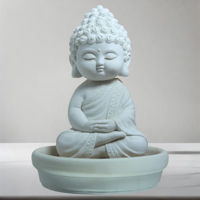 佛像公仔 净念吉祥小佛之如常 小盘圭藻套组 扩香石 居家香氛 - 香薰/精油/线香 - 其他材质 白色
