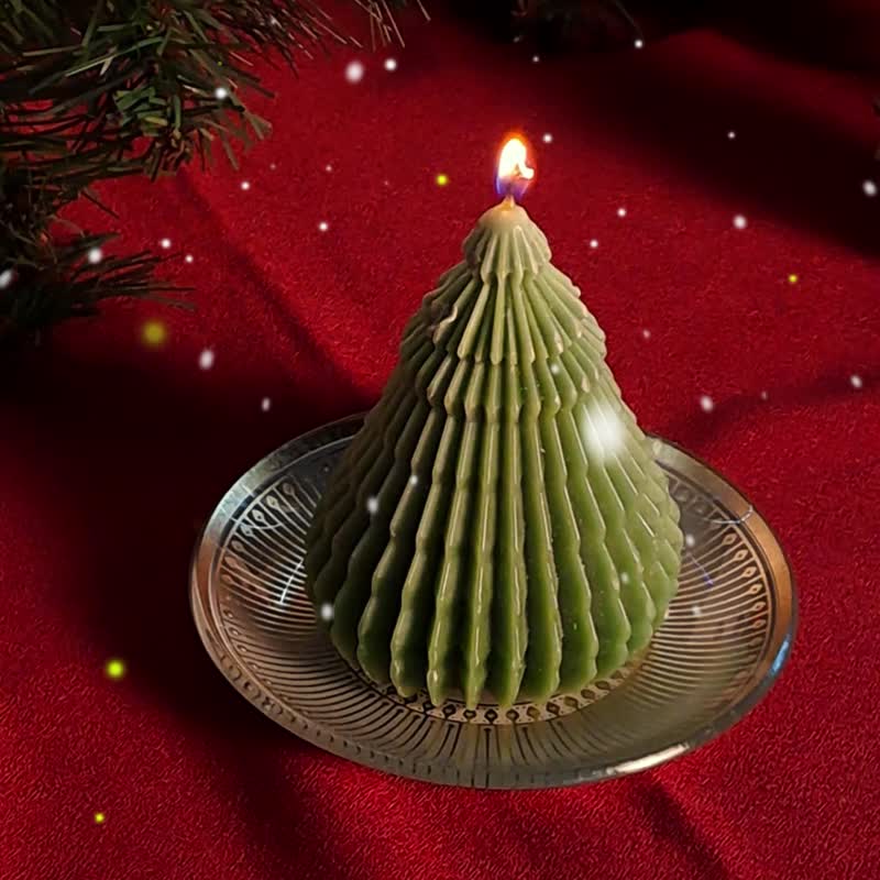 【雪之树圣诞香氛蜡烛礼盒】 - 香薰/精油/线香 - 玻璃 绿色