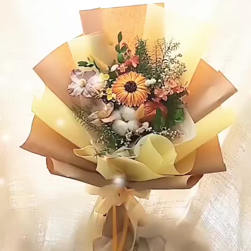 青春阳光 .黄色系.干燥花.索拉花.永生花.情人节.毕业花束 - 干燥花/捧花 - 植物．花 黄色