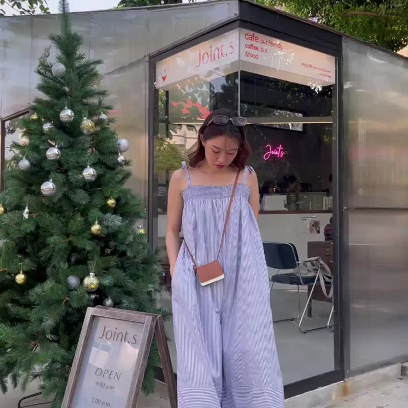 AMAMM Purple Stripe Jumpsuit - 背带裤/连体裤 - 棉．麻 紫色