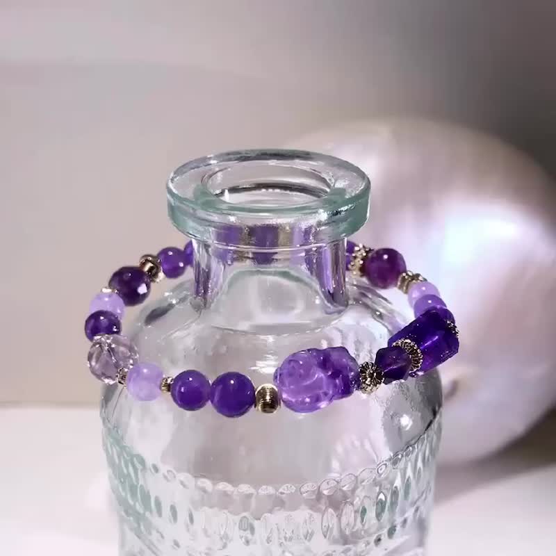 酒神的祝福 |紫水晶 | 紫祖母晶 | 水晶手链 A34-1 - 手链/手环 - 水晶 紫色