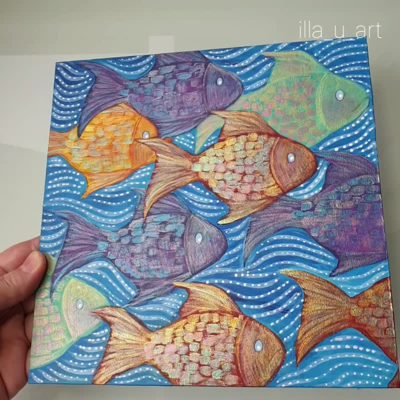鱼画水下原创艺术锦鲤鱼艺术品海洋生物压克力画 - 海报/装饰画/版画 - 其他材质 多色