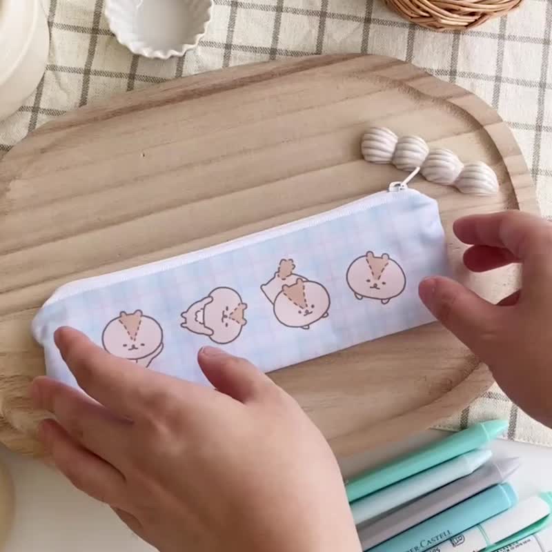 蓝色格子笔袋 - 铅笔盒/笔袋 - 聚酯纤维 蓝色