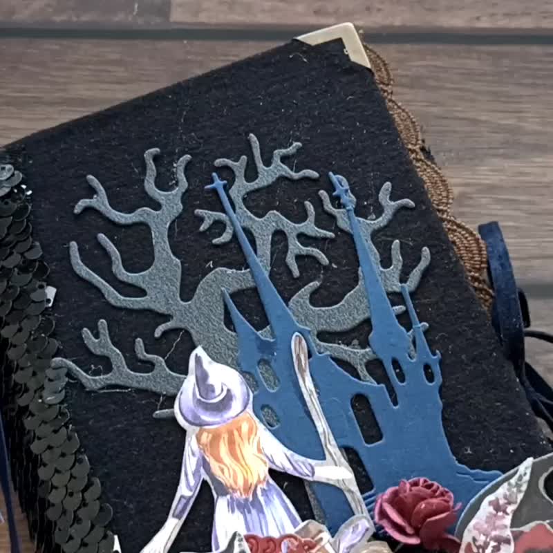 大号万圣节垃圾日记手工哥特式幽灵笔记本女巫魔法书 - 笔记本/手帐 - 纸 黑色