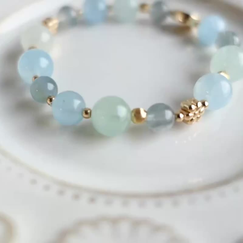 生命树/摩根石、蓝发晶 增加贵人运 14k包金配饰 - 手链/手环 - 水晶 多色