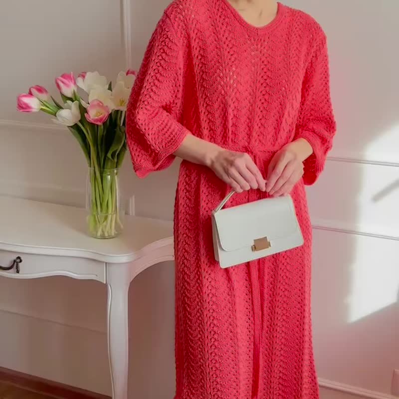 蕾丝针织洋装 手工编织长洋装 春夏女款洋装 - 洋装/连衣裙 - 棉．麻 