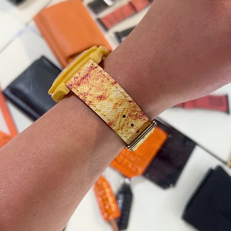 OMEGA x Swatch Mission to Moonwatch 小牛皮錶帶 - 表带 - 真皮 黄色