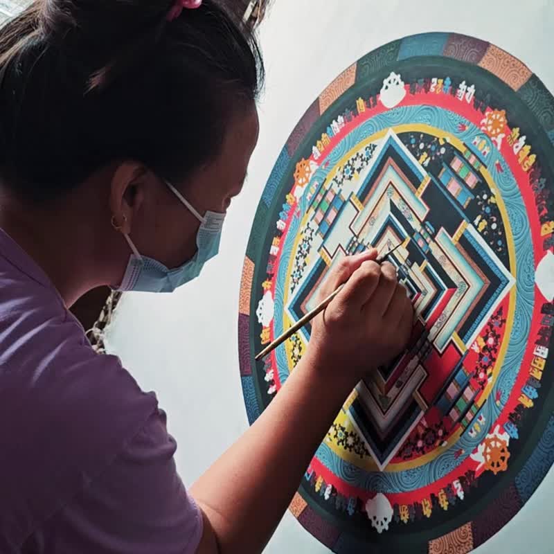 时轮曼陀拉——象征时间、空间与解脱的神圣唐卡 - 墙贴/壁贴 - 其他材质 多色