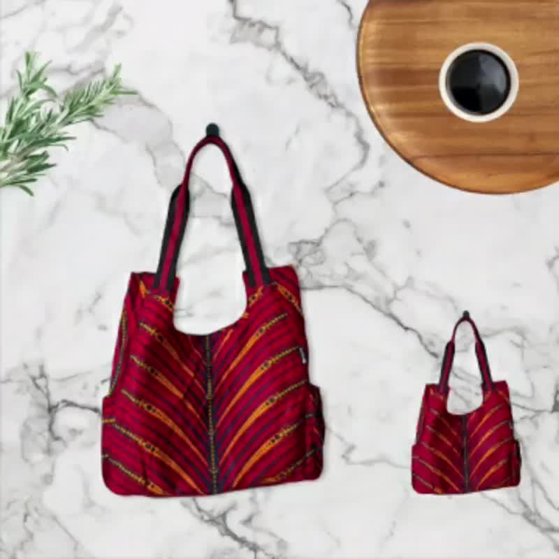 African print, shoulder bag, African tote bag, Red tote, - 手提包/手提袋 - 棉 红色