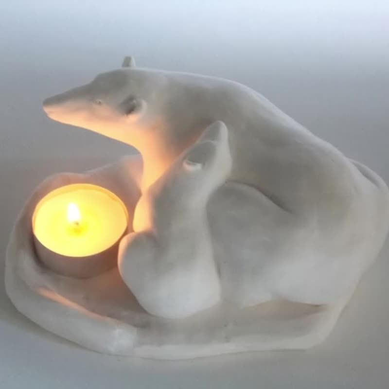 圣诞礼物/北极熊烛台   交换礼物 圣诞礼物 石膏 - 香薰/精油/线香 - 其他材质 白色