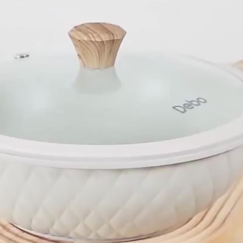 德铂Debo 菱格纹单把复底不沾炒锅 30cm - 锅具/烤盘 - 铝合金 蓝色