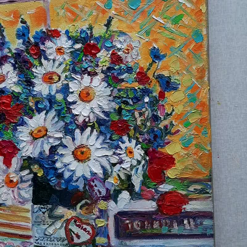 雏菊艺术原创绘画墙壁装饰油画布面油画 - 墙贴/壁贴 - 其他材质 黄色