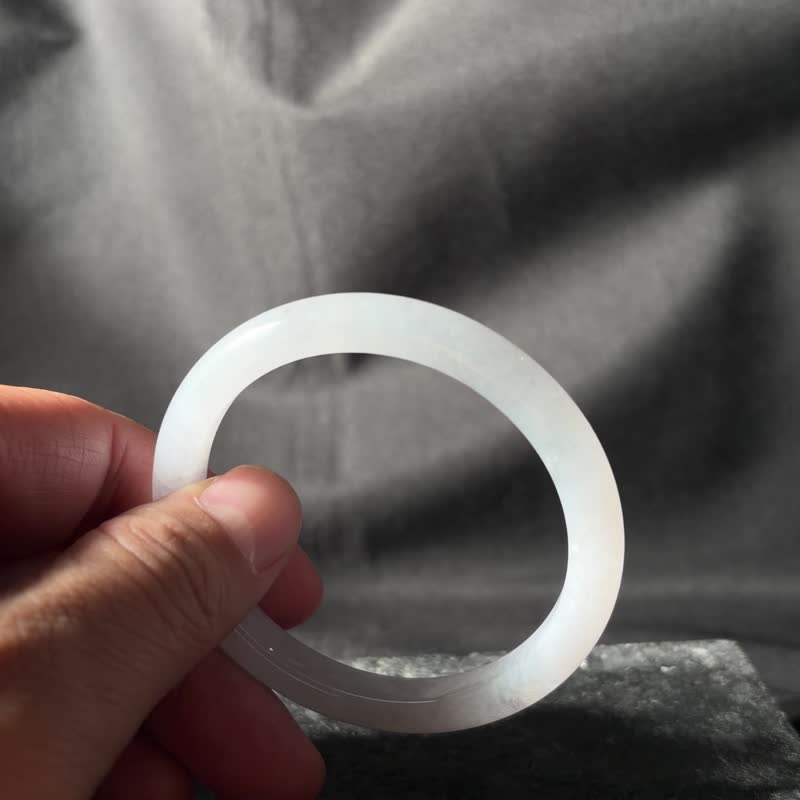 纯净 | 糯冰白月光镯 #17.4 - 手链/手环 - 玉石 透明