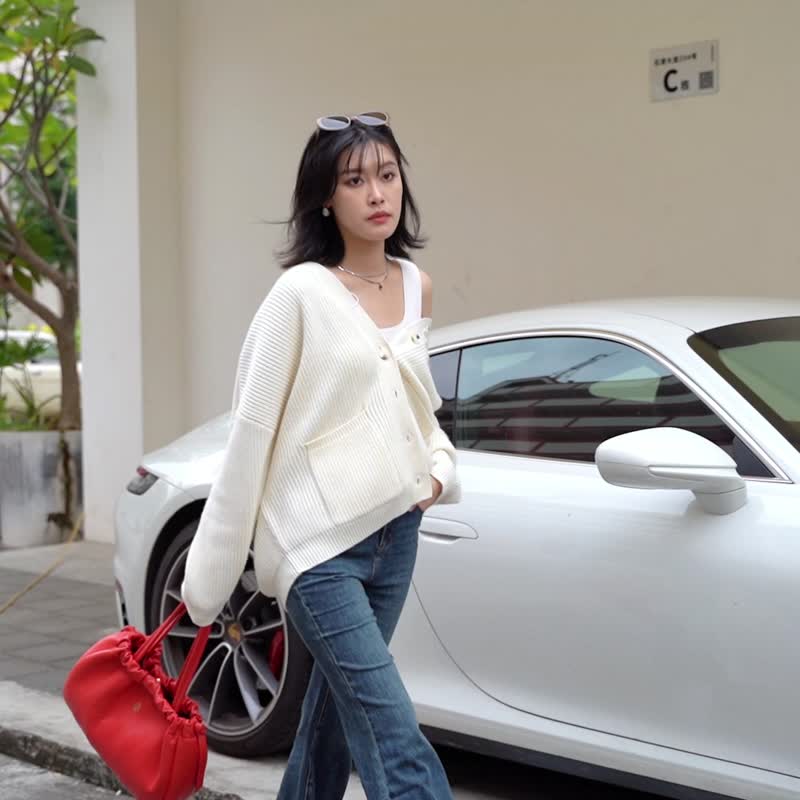 Eunice 意大利直间压纹皮革托特包 原创设计 - 手提包/手提袋 - 真皮 多色