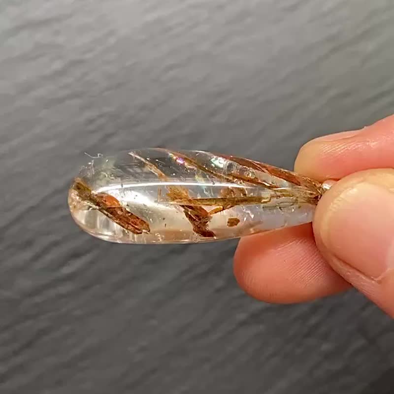 天然彩虹铜发晶925钛钢项链 净化 疗愈 财运 避邪 - 长链 - 水晶 多色