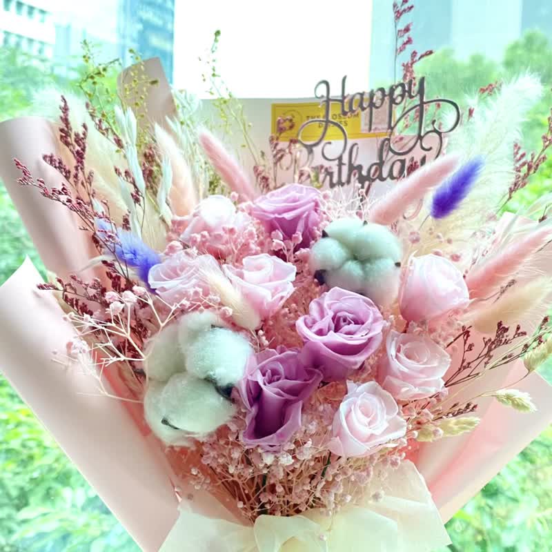 糖果Barbie粉粉花束 (L size) - 干燥花/捧花 - 植物．花 粉红色