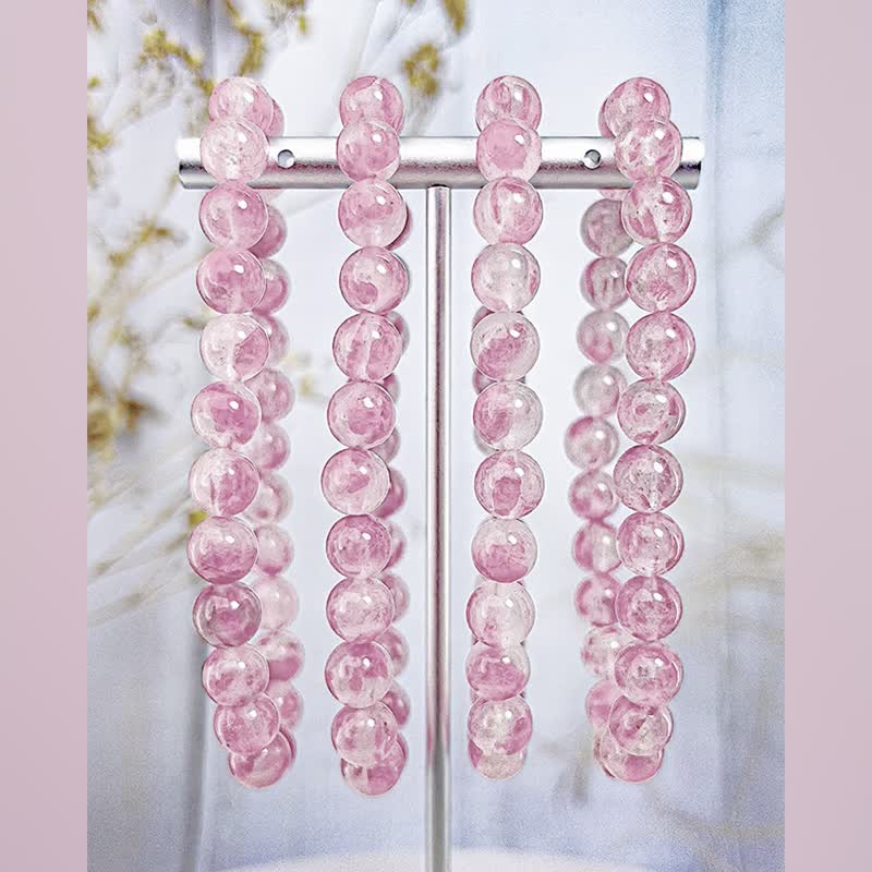 【樱花雨玉化蔷薇辉石】透料冰飘花玉化 水晶手链 - 手链/手环 - 水晶 粉红色