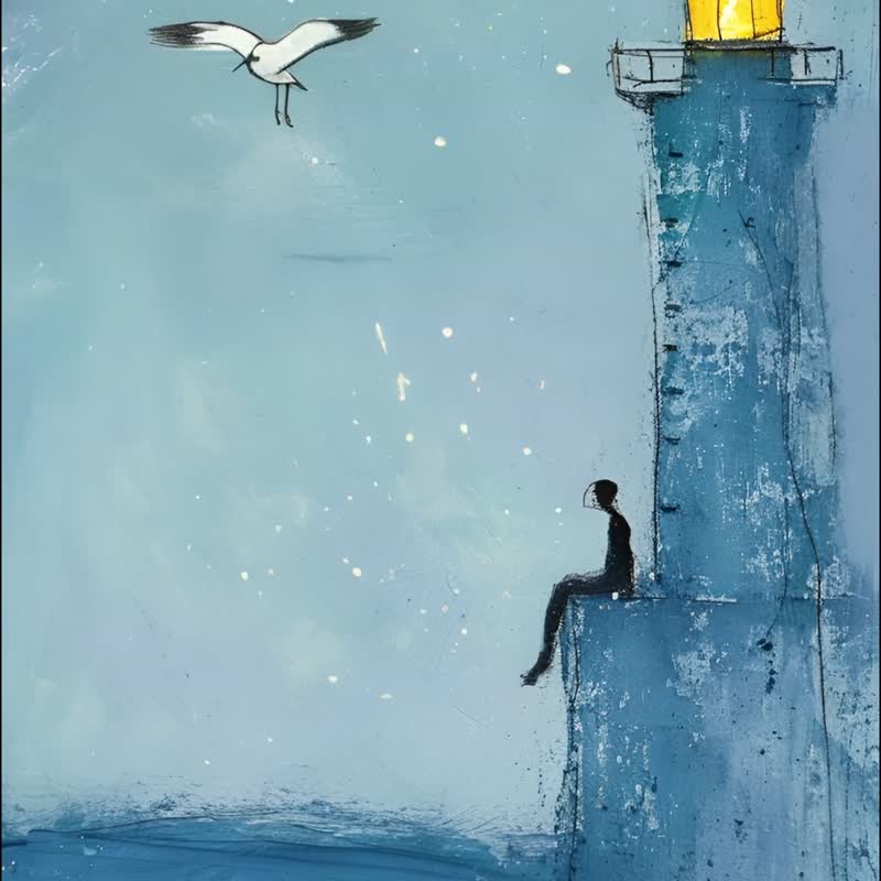 海的臆想2/艺术微喷油画/远眺海景意境/客厅书房浪漫海洋风格挂画 - 海报/装饰画/版画 - 棉 