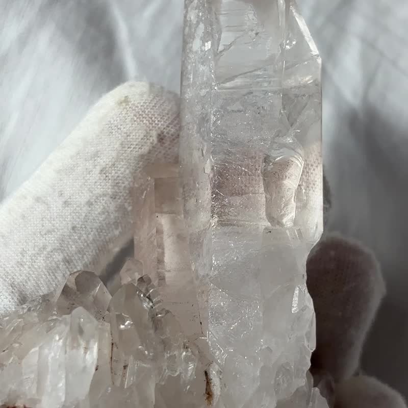 透闪亮 白水晶簇 高冰透 天然原石 摆件 天然原石  水晶原矿 水晶 - 摆饰 - 水晶 透明